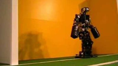 This goalie robot has skills.