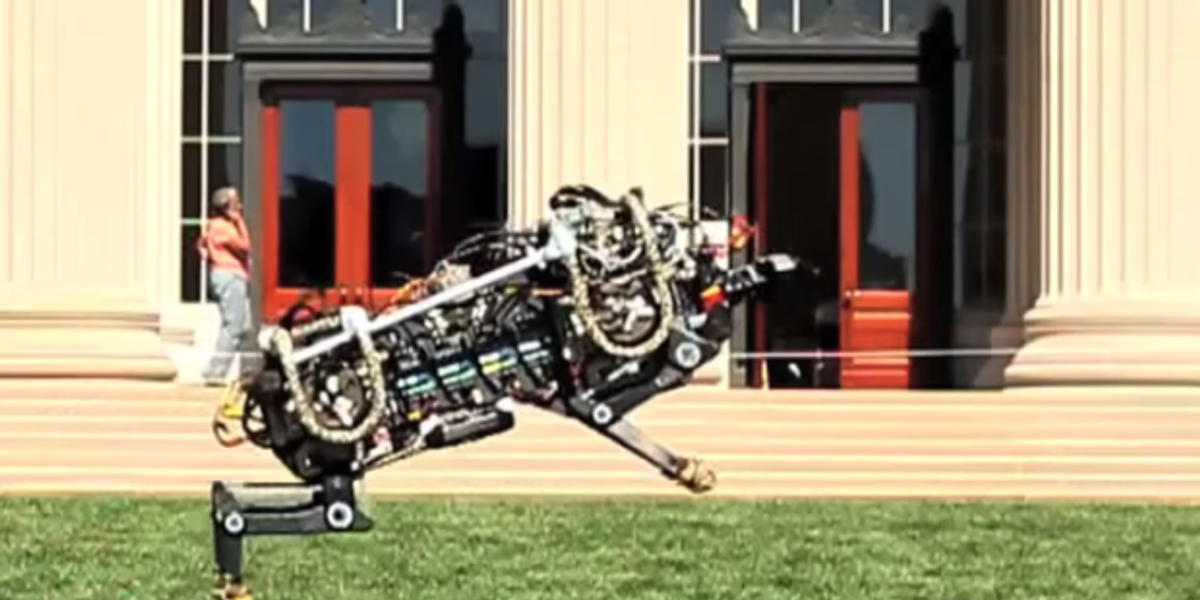 MIT Cheetah Robot Bounds Off Tether, Outdoors